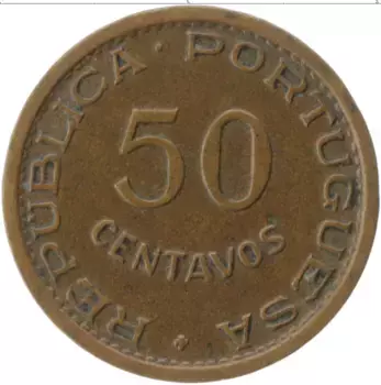Монета 50 сентаво Анголы 1953 года Бронза Португальская колония