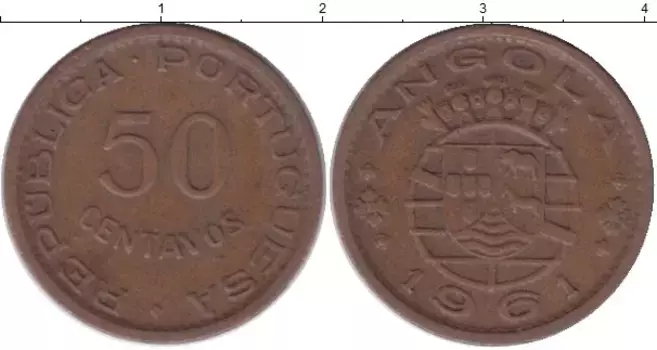 Монета 50 сентаво Анголы 1957 года Медь