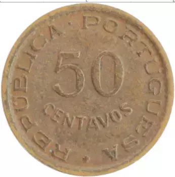 Монета 50 сентаво Анголы 1961 года Медь Колония Португалии