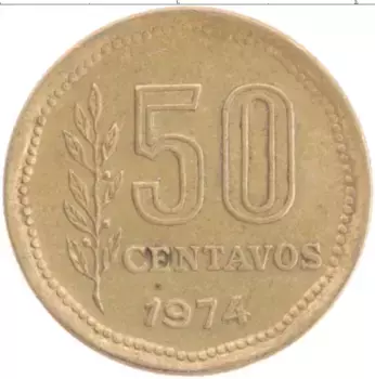Монета 50 сентаво Аргентины 1974 года Бронза