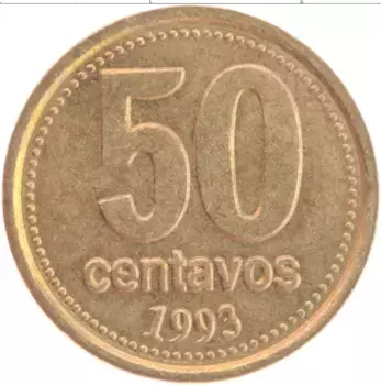 Монета 50 сентаво Аргентины 1993 года Бронза