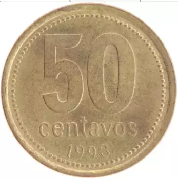 Монета 50 сентаво Аргентины 1993 года Латунь