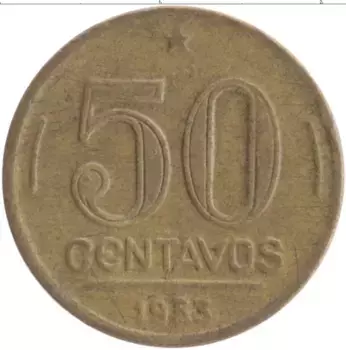 Монета 50 сентаво Бразилии 1953 года Бронза Президент Дутра
