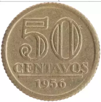 Монета 50 сентаво Бразилии 1956 года Бронза