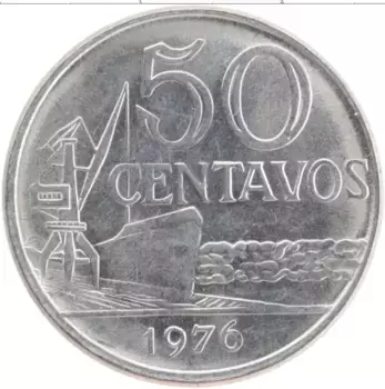 Монета 50 сентаво Бразилии 1976 года Медно-никель