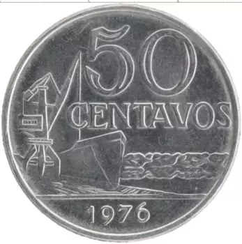 Монета 50 сентаво Бразилии 1976 года Железо