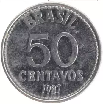 Монета 50 сентаво Бразилии 1987 года Медно-никель