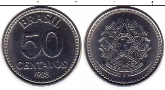 Монета 50 сентаво Бразилии 1988 года Медно-никель