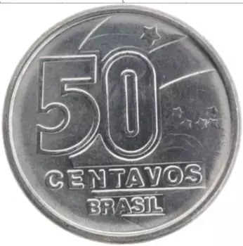 Монета 50 сентаво Бразилии 1989 года Медно-никель