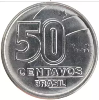 Монета 50 сентаво Бразилии 1989 года Медно-никель
