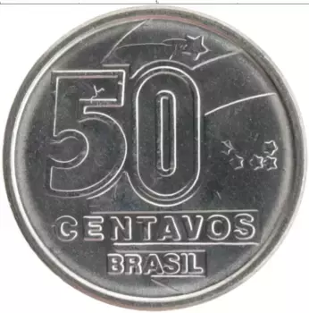 Монета 50 сентаво Бразилии 1989 года Медно-никель