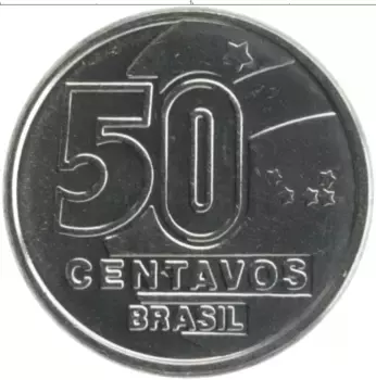 Монета 50 сентаво Бразилии 1989 года Медно-никель