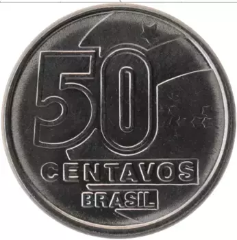 Монета 50 сентаво Бразилии 1989 года Сталь