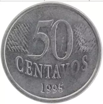 Монета 50 сентаво Бразилии 1995 года Медно-никель