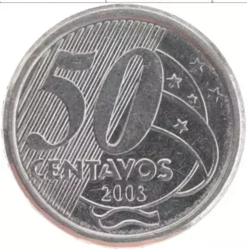 Монета 50 сентаво Бразилии 2003 года Медно-никель Барон Рио-Бранко