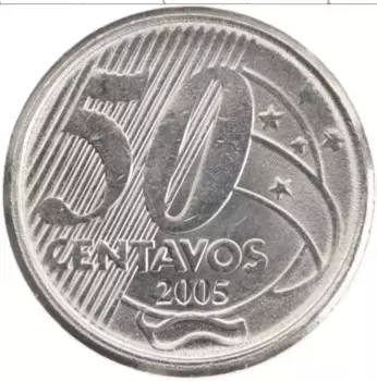 Монета 50 сентаво Бразилии 2005 года Медно-никель Рио Гранде