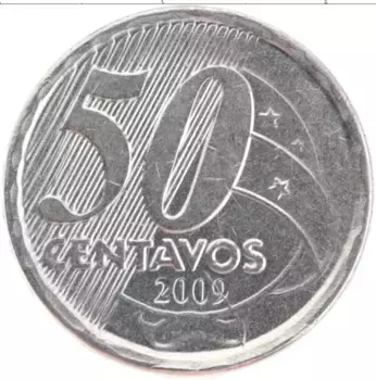 Монета 50 сентаво Бразилии 2009 года Медно-никель