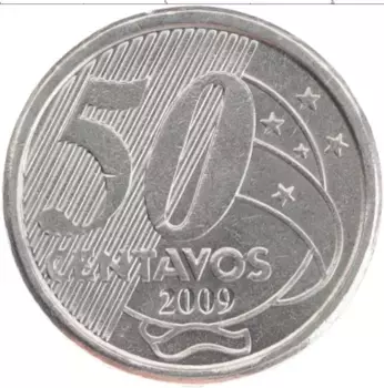 Монета 50 сентаво Бразилии 2009 года Медно-никель Барон Рио-Бранко