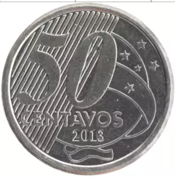 Монета 50 сентаво Бразилии 2013 года Медно-никель Рио Брандо