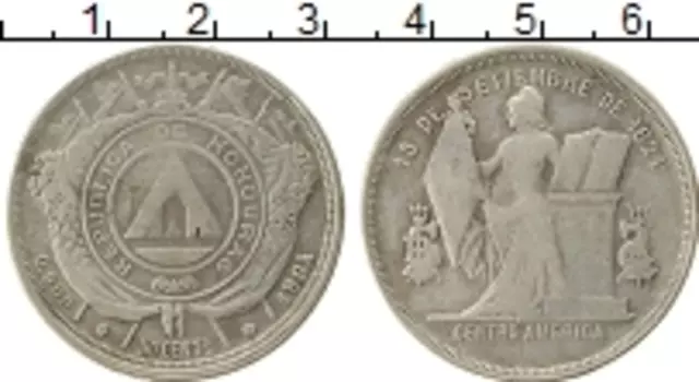Монета 50 сентаво Гондураса 1884 года Серебро Центральная Америка