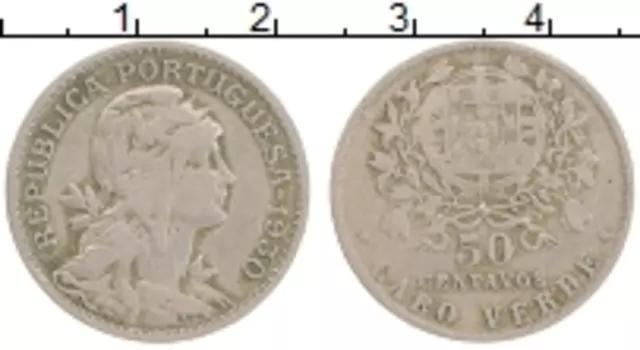 Монета 50 сентаво Кабо-Верде 1930 года Медно-никель