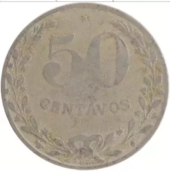 Монета 50 сентаво Колумбии 1921 года Медно-никель Лепрозорий