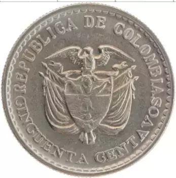 Монета 50 сентаво Колумбии 1965 года Медно-никель Джордж Гаитан