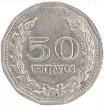 Монета 50 сентаво Колумбии 1974 года Медно-никель