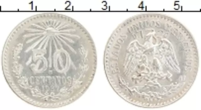 Монета 50 сентаво Мексики 1937 года Серебро
