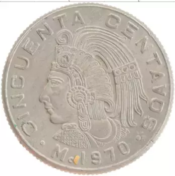 Монета 50 сентаво Мексики 1970 года Медно-никель