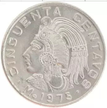 Монета 50 сентаво Мексики 1975 года Медно-никель