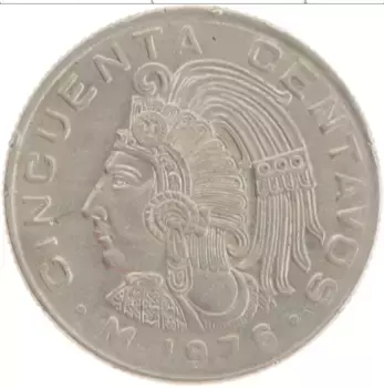 Монета 50 сентаво Мексики 1976 года Медно-никель