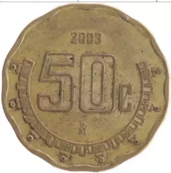 Монета 50 сентаво Мексики 2003 года Латунь