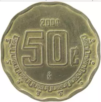 Монета 50 сентаво Мексики 2004 года Латунь Герб