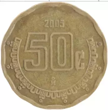 Монета 50 сентаво Мексики 2005 года Бронза