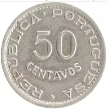 Монета 50 сентаво Мозамбика 1951 года Медно-никель