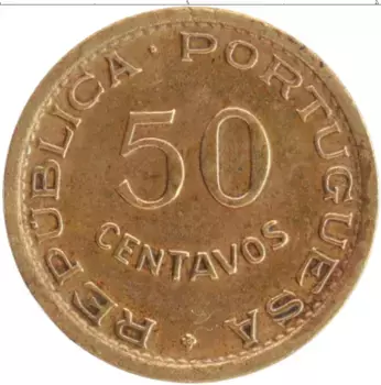 Монета 50 сентаво Мозамбика 1953 года Бронза