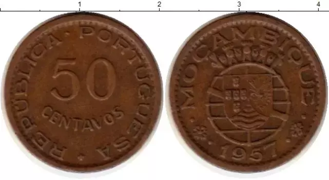 Монета 50 сентаво Мозамбика 1957 года Бронза Португальская колония