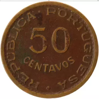 Монета 50 сентаво Мозамбика 1957 года Бронза