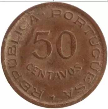 Монета 50 сентаво Мозамбика 1957 года Бронза Португальская колония