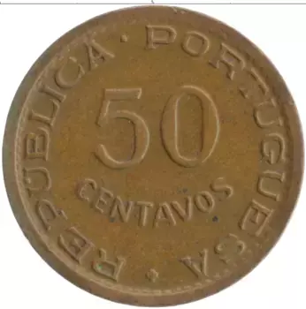 Монета 50 сентаво Мозамбика 1957 года Бронза