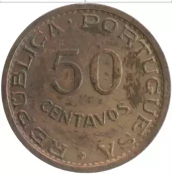 Монета 50 сентаво Мозамбика 1957 года Бронза