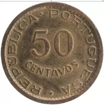 Монета 50 сентаво Мозамбика 1957 года Бронза