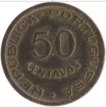 Монета 50 сентаво Мозамбика 1957 года Бронза