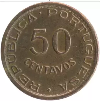 Монета 50 сентаво Мозамбика 1957 года Бронза