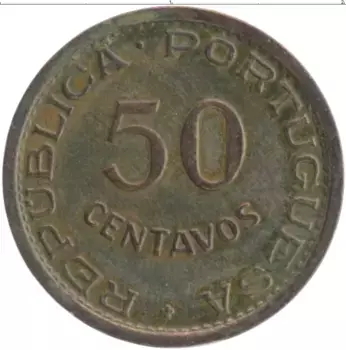Монета 50 сентаво Мозамбика 1957 года Бронза