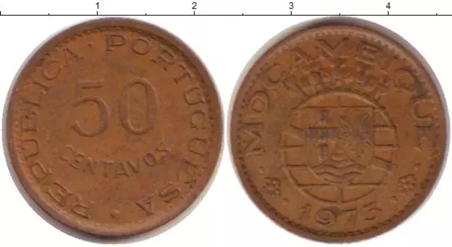 Монета 50 сентаво Мозамбика 1973 года Медь Колония Португалии