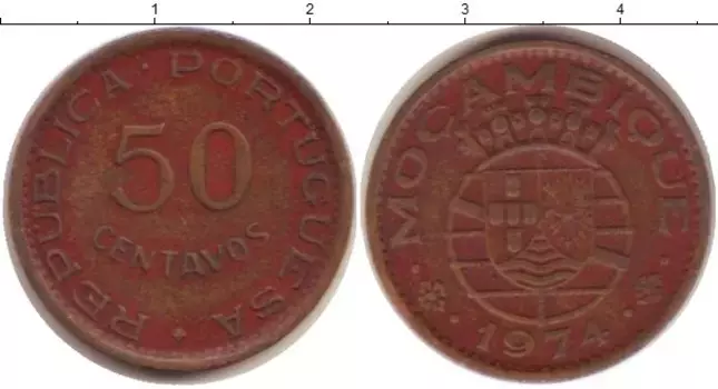 Монета 50 сентаво Мозамбика 1973 года Медь Колония Португалии