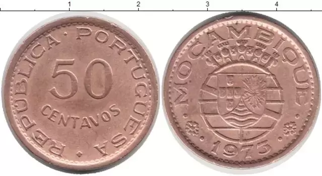 Монета 50 сентаво Мозамбика 1973 года Медь
