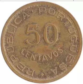 Монета 50 сентаво Мозамбика 1974 года Бронза